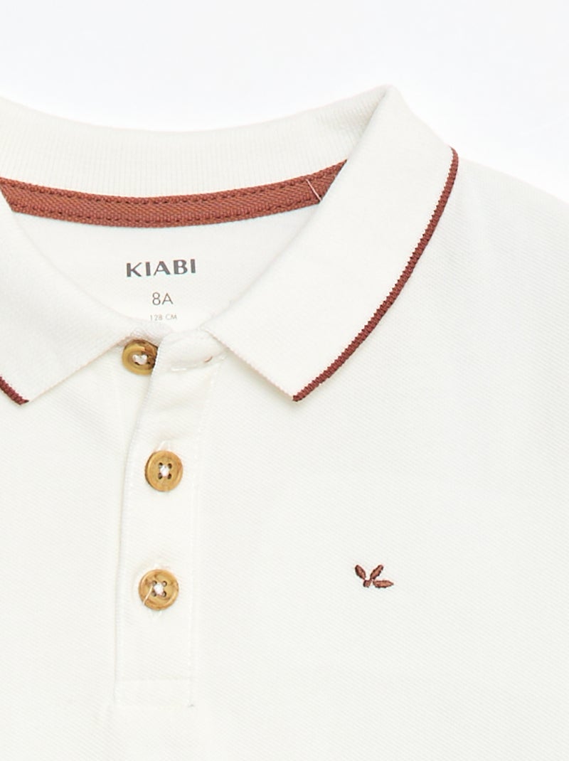 Polo em algodão piqué Branco - Kiabi