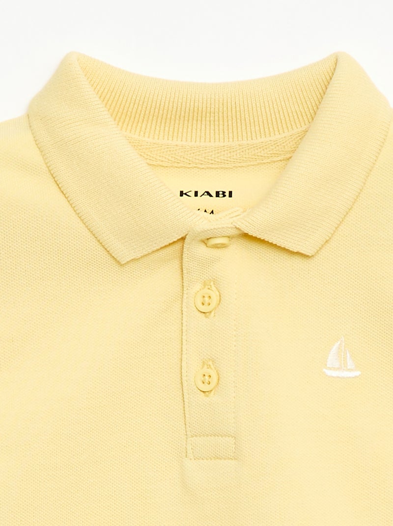 Polo em algodão piqué de manga curta Amarelo - Kiabi