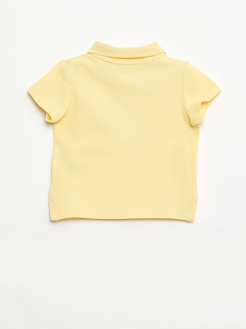 Polo em algodão piqué de manga curta Amarelo - Kiabi