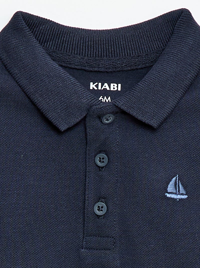 Polo em algodão piqué de manga curta Azul - Kiabi