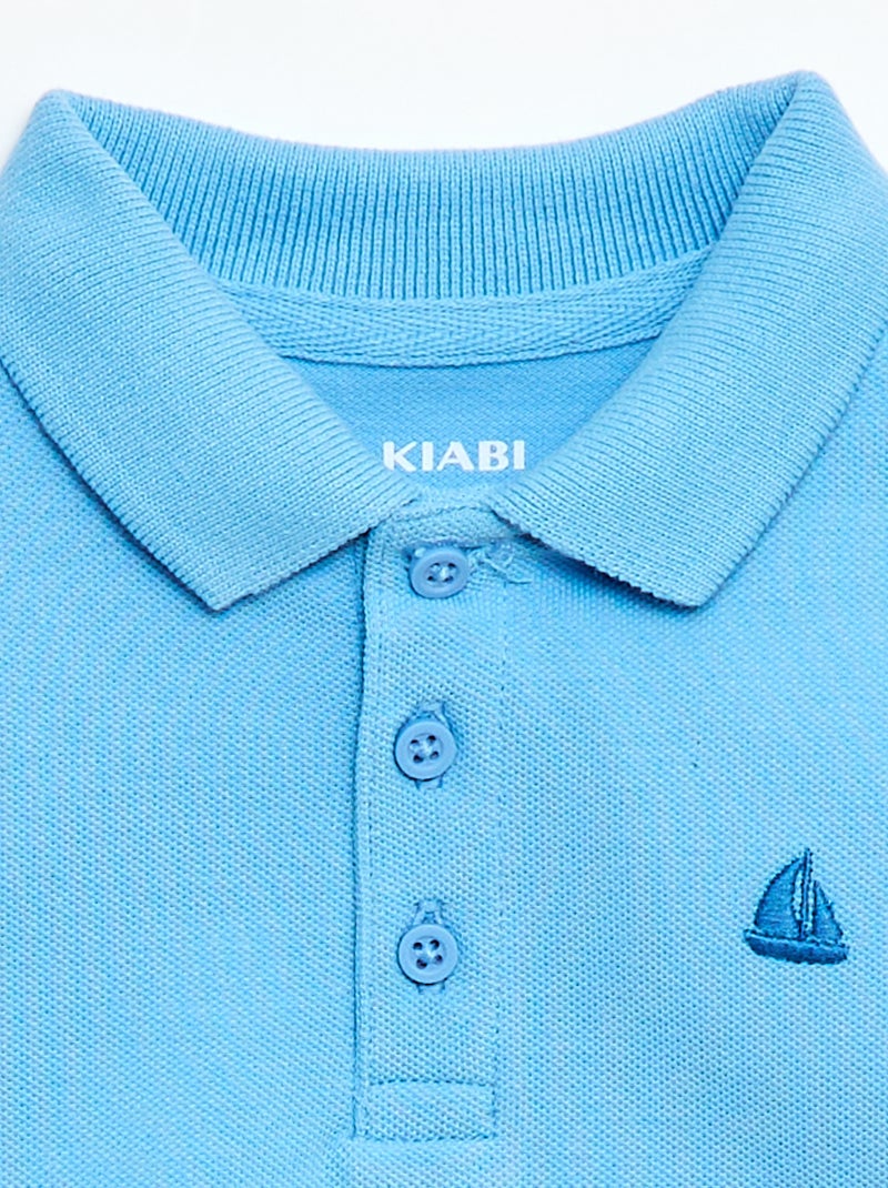 Polo em algodão piqué de manga curta Azul - Kiabi