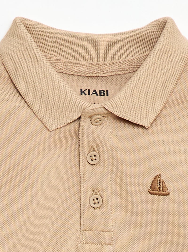 Polo em algodão piqué de manga curta Bege - Kiabi
