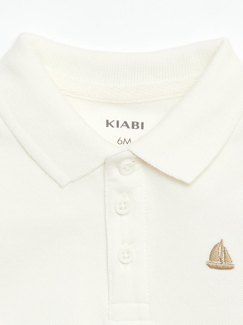 Polo em algodão piqué de manga curta Branco - Kiabi