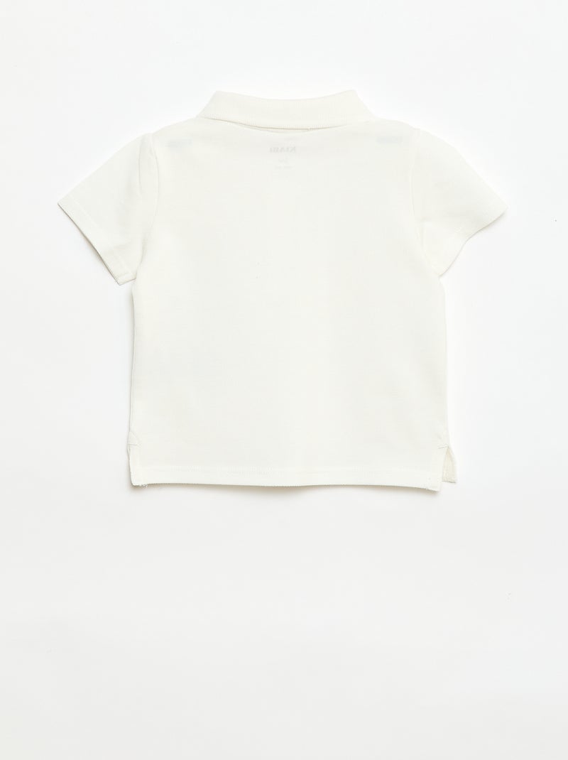 Polo em algodão piqué de manga curta Branco - Kiabi