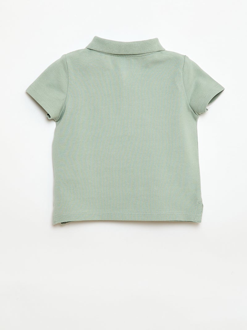 Polo em algodão piqué de manga curta Verde - Kiabi