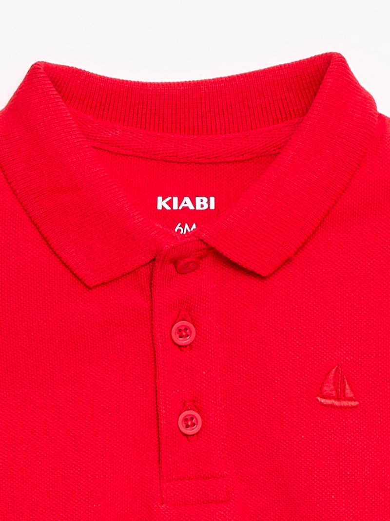 Polo em algodão piqué de manga curta Vermelho - Kiabi