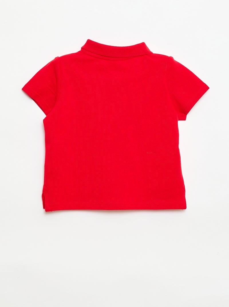 Polo em algodão piqué de manga curta Vermelho - Kiabi
