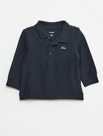 Polo em algodão piqué de mangas compridas
