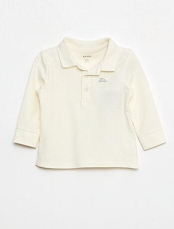 Polo em algodão piqué de mangas compridas