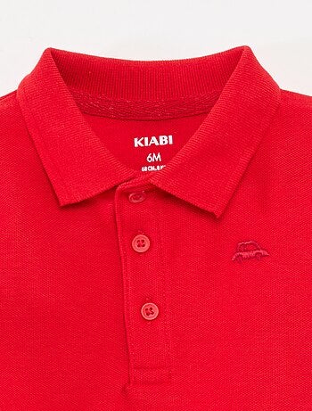 Polo em algodão piqué de mangas compridas