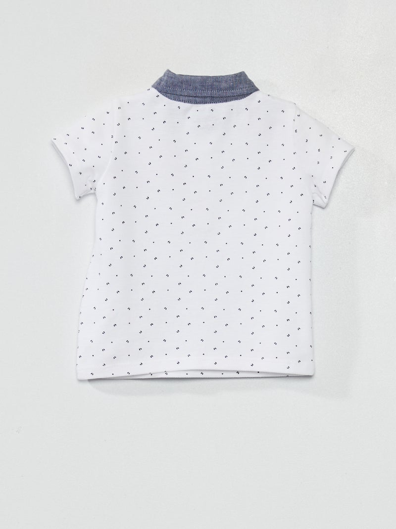 Polo em algodão piqué estampado BRANCO - Kiabi