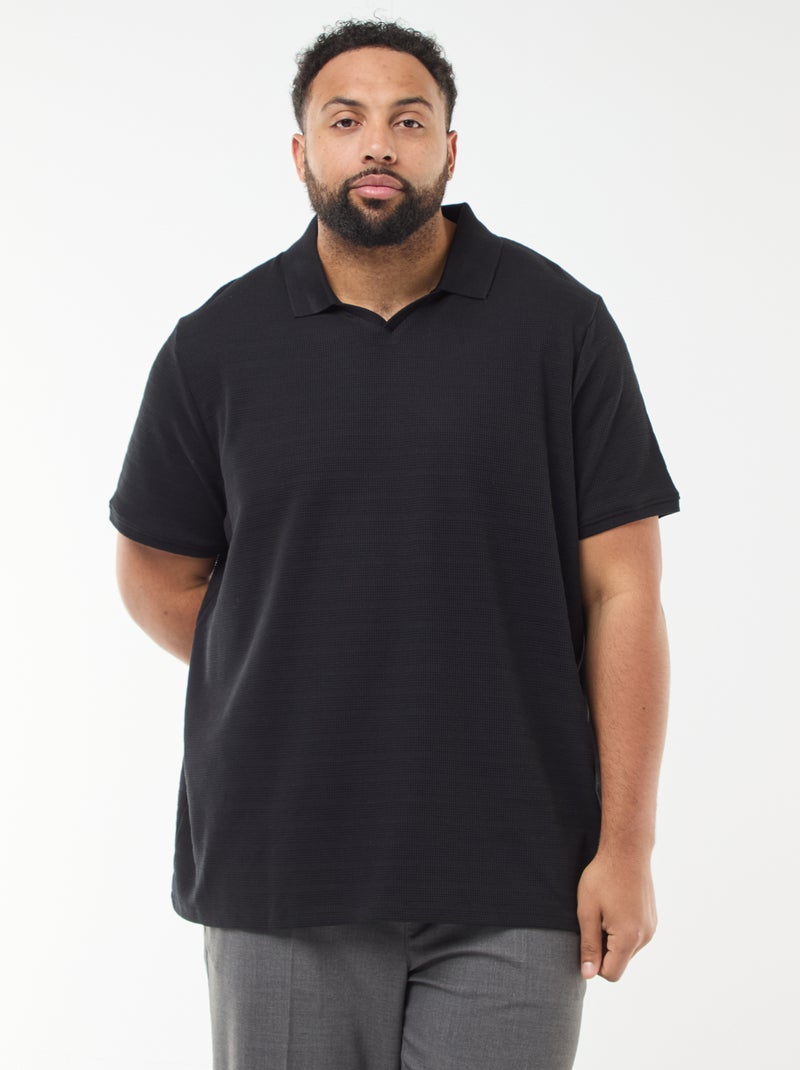 Polo em algodão stretch de manga curta Preto - Kiabi