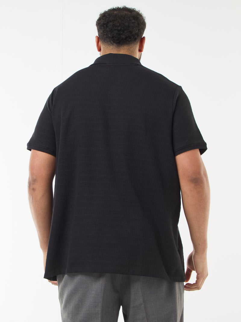 Polo em algodão stretch de manga curta Preto - Kiabi