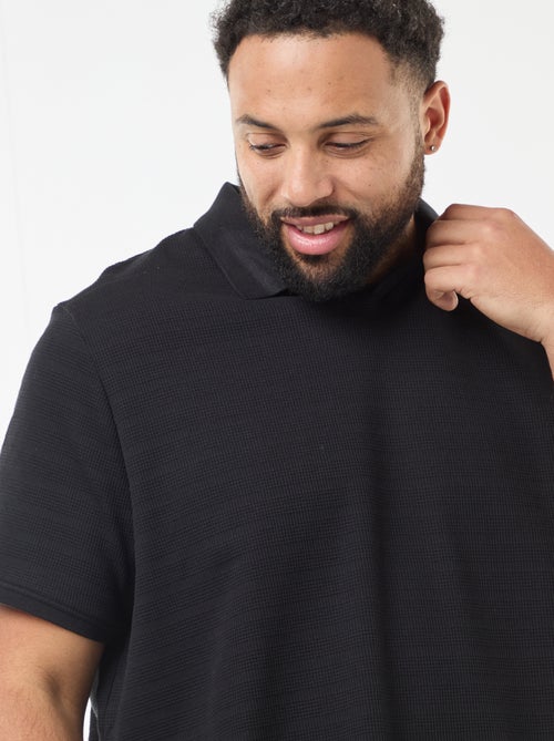 Polo em algodão stretch de manga curta - Kiabi