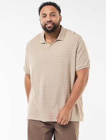 Polo em algodão stretch de mangas curtas