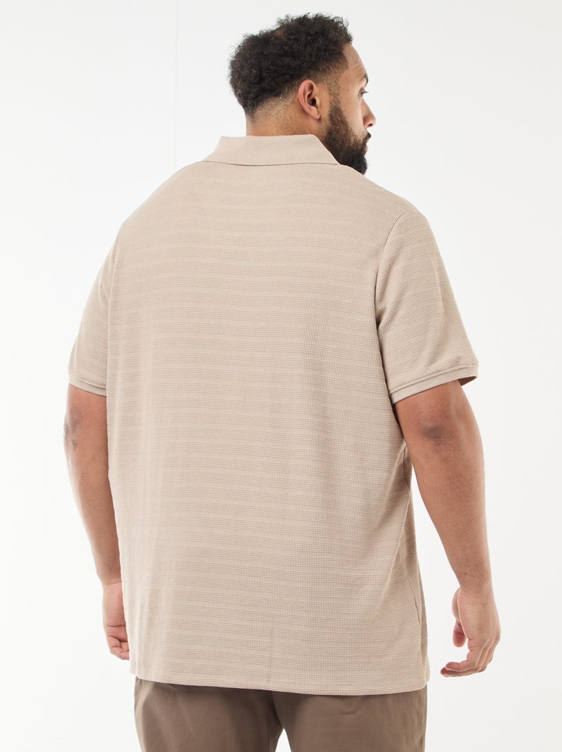 Polo em algodão stretch de mangas curtas Bege - Kiabi