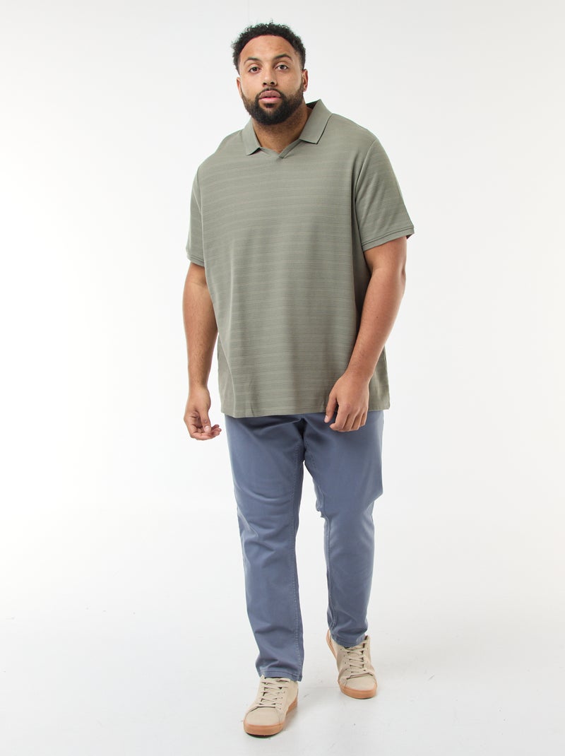 Polo em algodão stretch de mangas curtas Verde - Kiabi