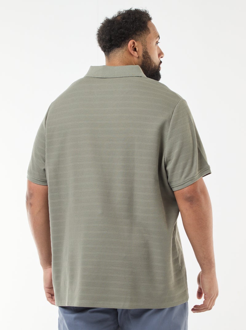 Polo em algodão stretch de mangas curtas Verde - Kiabi