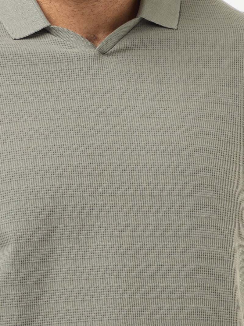 Polo em algodão stretch de mangas curtas Verde - Kiabi