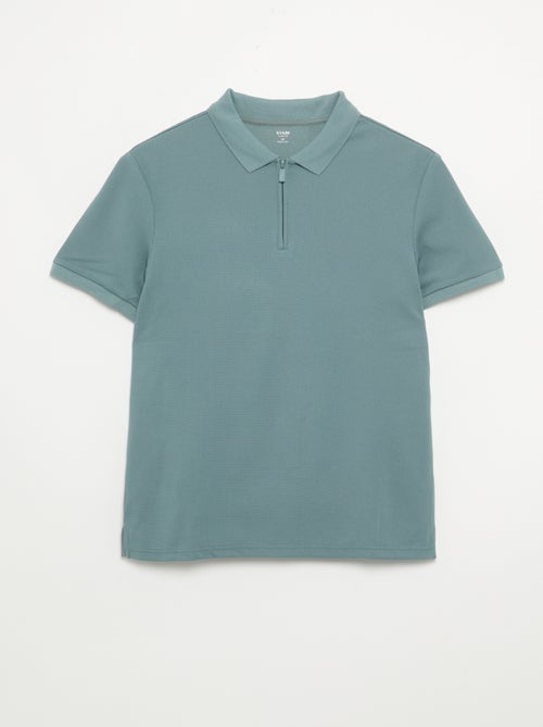Polo em favo de mel com gola de fecho - Kiabi Polo em favo de mel com gola de fecho - Kiabi
