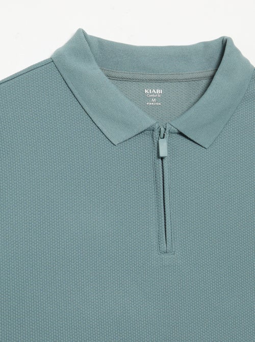 Polo em favo de mel com gola de fecho - Kiabi Polo em favo de mel com gola de fecho - Kiabi