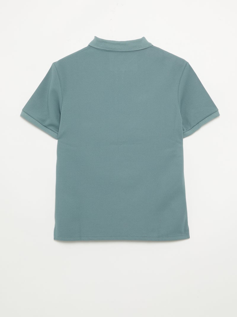 Polo em favo de mel com gola de fecho Azul - Kiabi