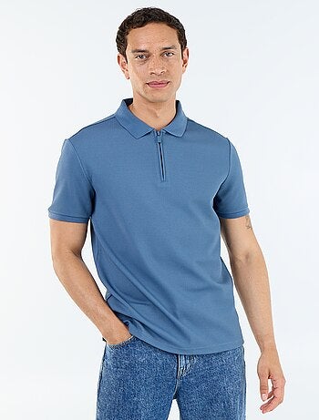 Polo em favo de mel com gola de fecho