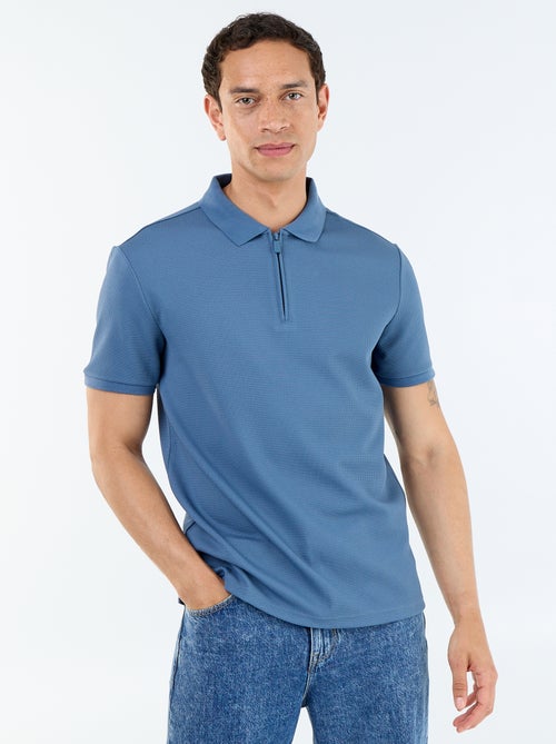 Polo em favo de mel com gola de fecho - Kiabi