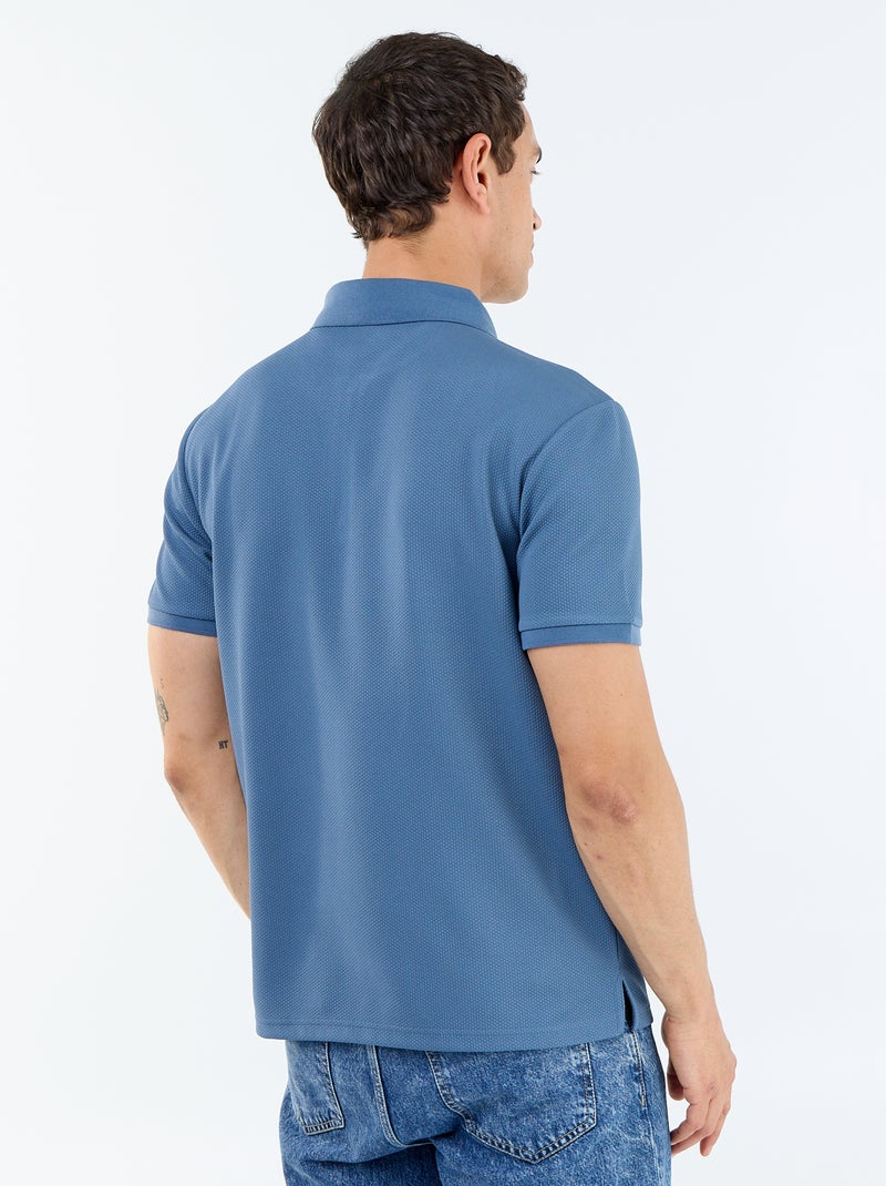 Polo em favo de mel com gola de fecho Azul - Kiabi