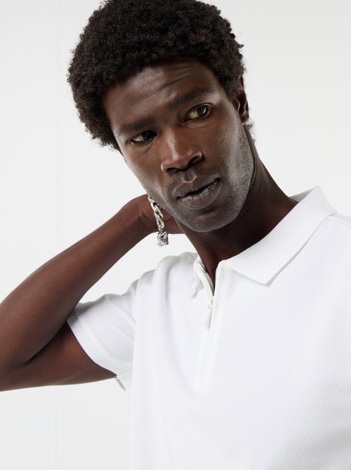 Polo em favo de mel com gola de fecho - Kiabi