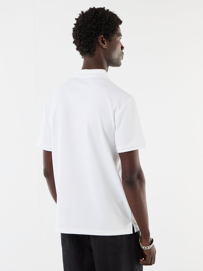 Polo em favo de mel com gola de fecho Branco - Kiabi