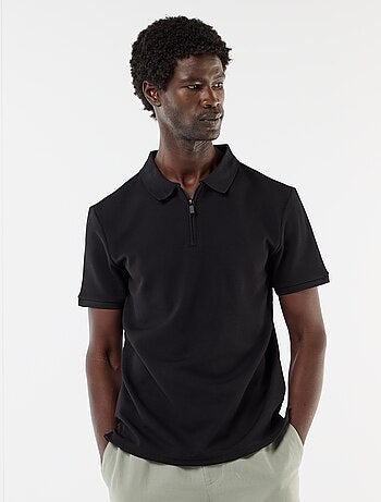 Polo em favo de mel com gola de fecho