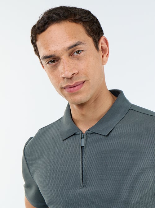 Polo em favo de mel com gola de fecho - Kiabi