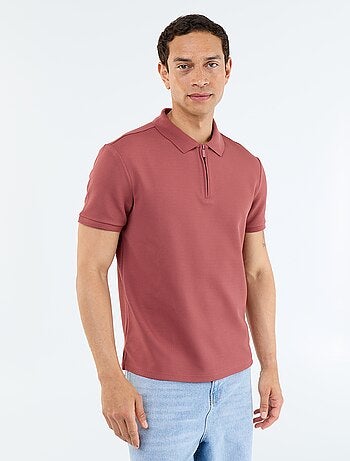 Polo em favo de mel com gola de fecho