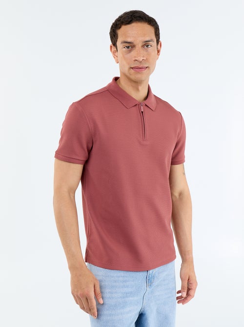 Polo em favo de mel com gola de fecho - Kiabi