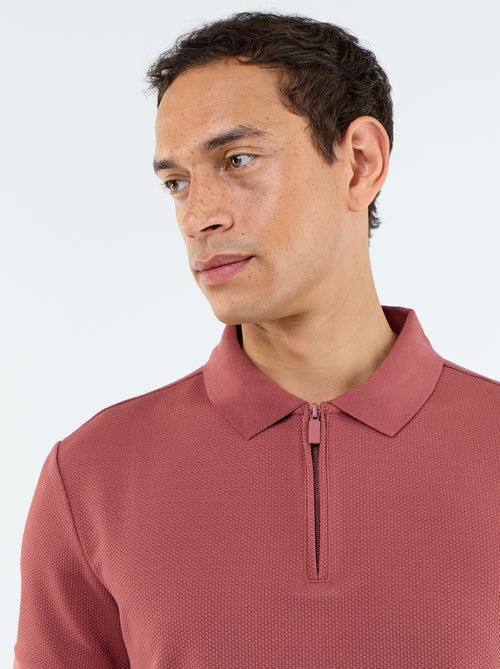 Polo em favo de mel com gola de fecho - Kiabi