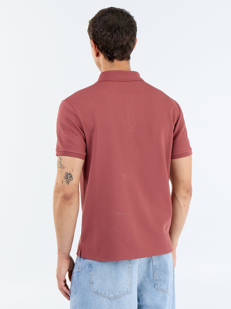 Polo em favo de mel com gola de fecho Vermelho - Kiabi