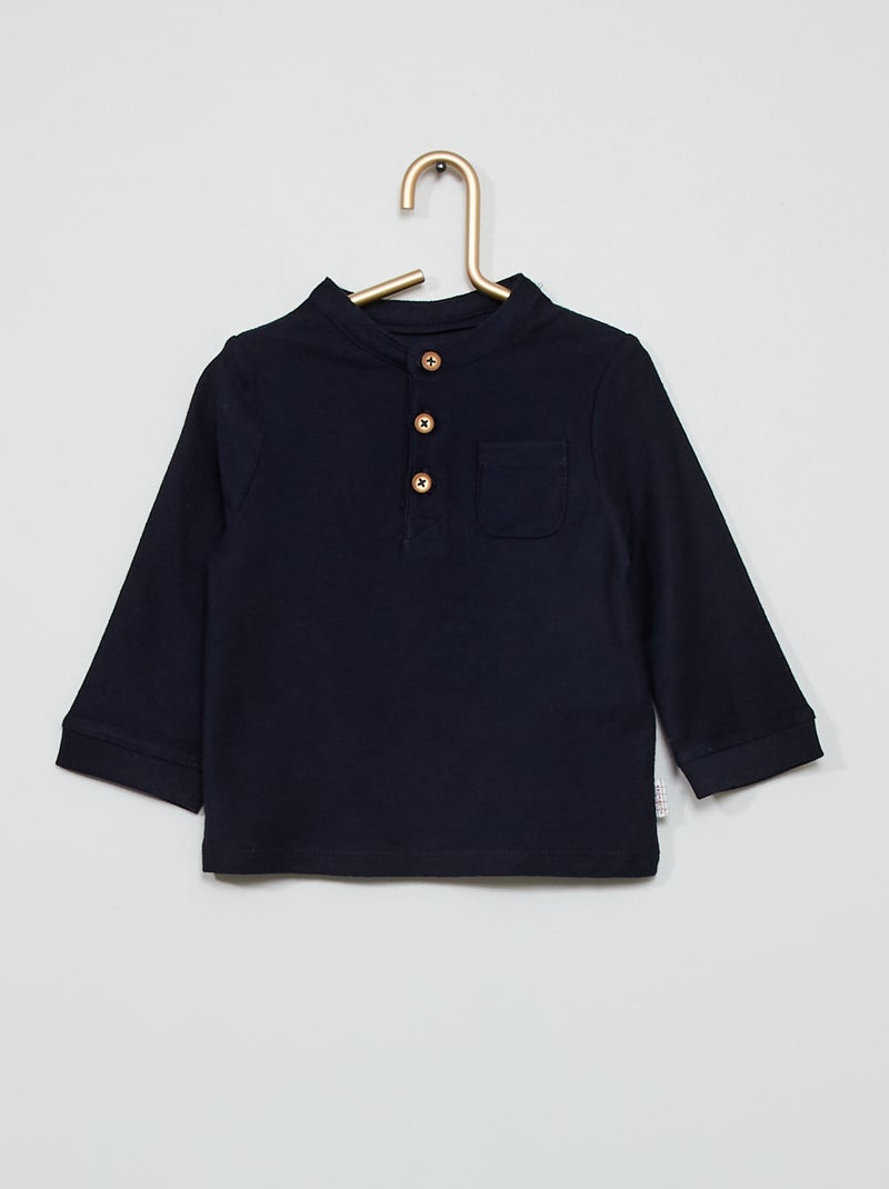 Polo em french terry Azul Marinho - Kiabi