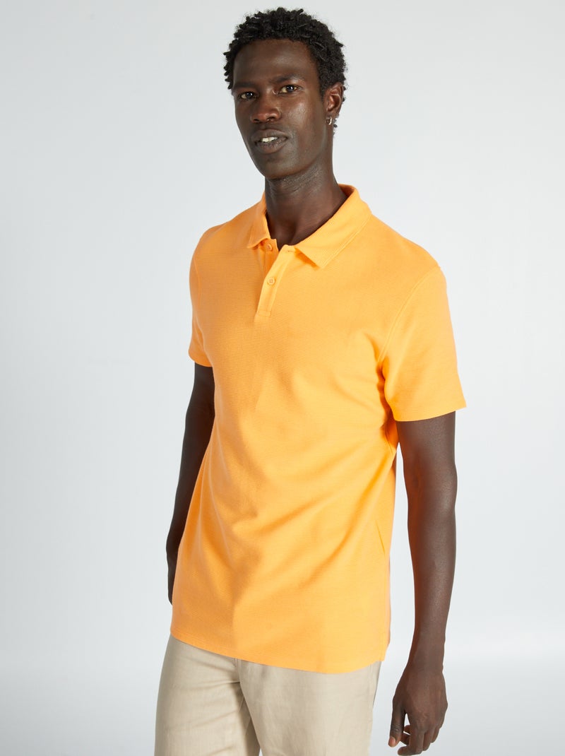 Polo em jacquard liso LARANJA - Kiabi