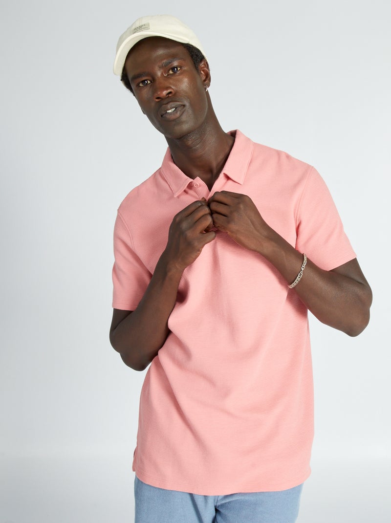 Polo em jacquard liso ROSA - Kiabi