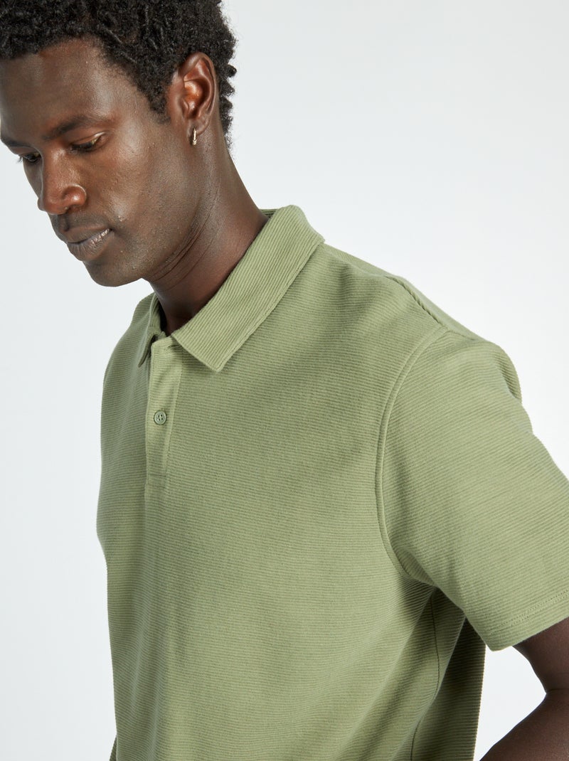 Polo em jacquard liso VERDE - Kiabi