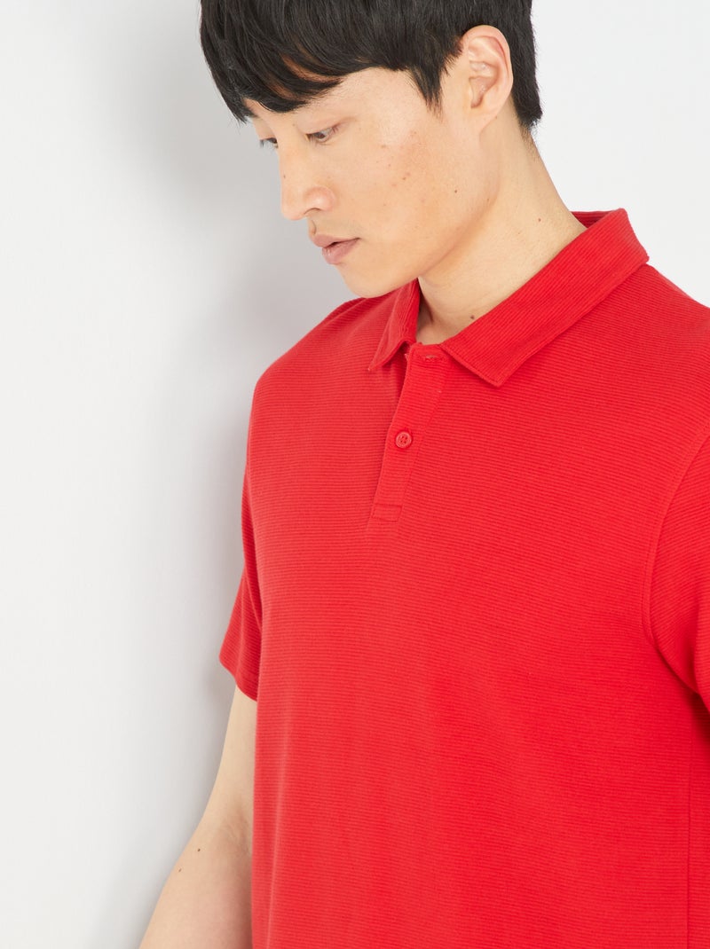Polo em jacquard liso VERMELHO - Kiabi