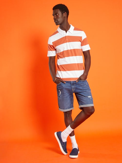 Polo em jersey às riscas - Kiabi