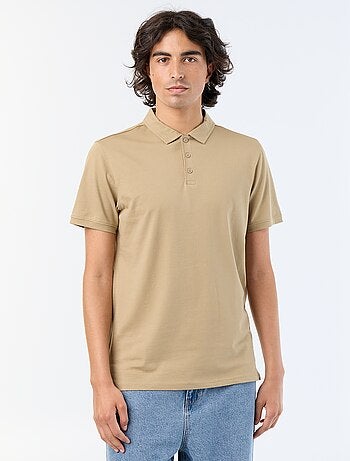 Polo em jersey com gola abotoada