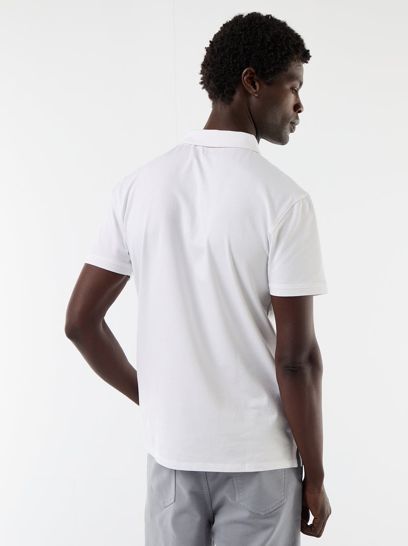 Polo em jersey com gola abotoada Branco - Kiabi