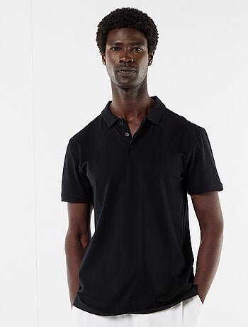 Polo em jersey com gola abotoada