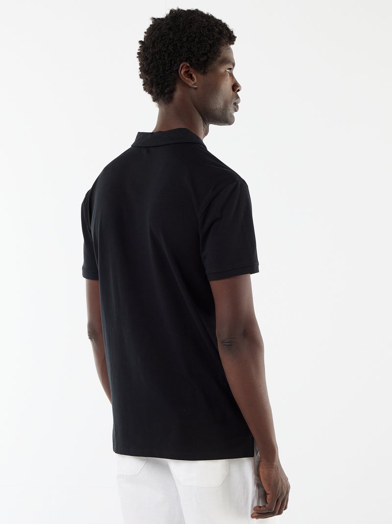 Polo em jersey com gola abotoada Preto - Kiabi