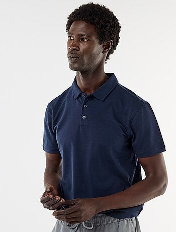 Polo em jersey com gola abotoada