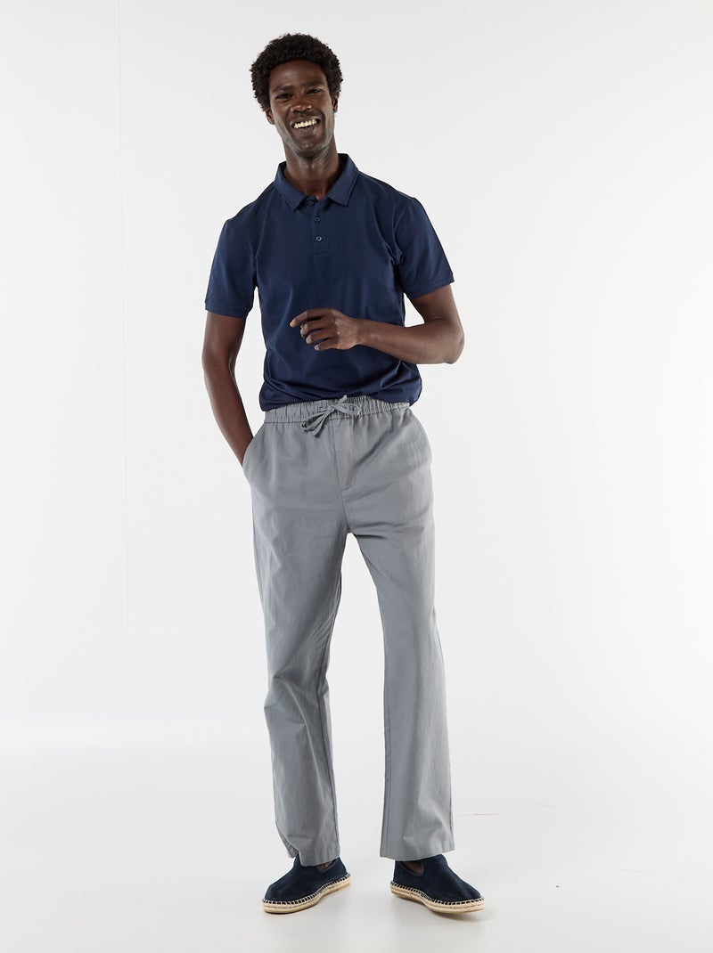 Polo em jersey com gola abotoada Preto - Kiabi