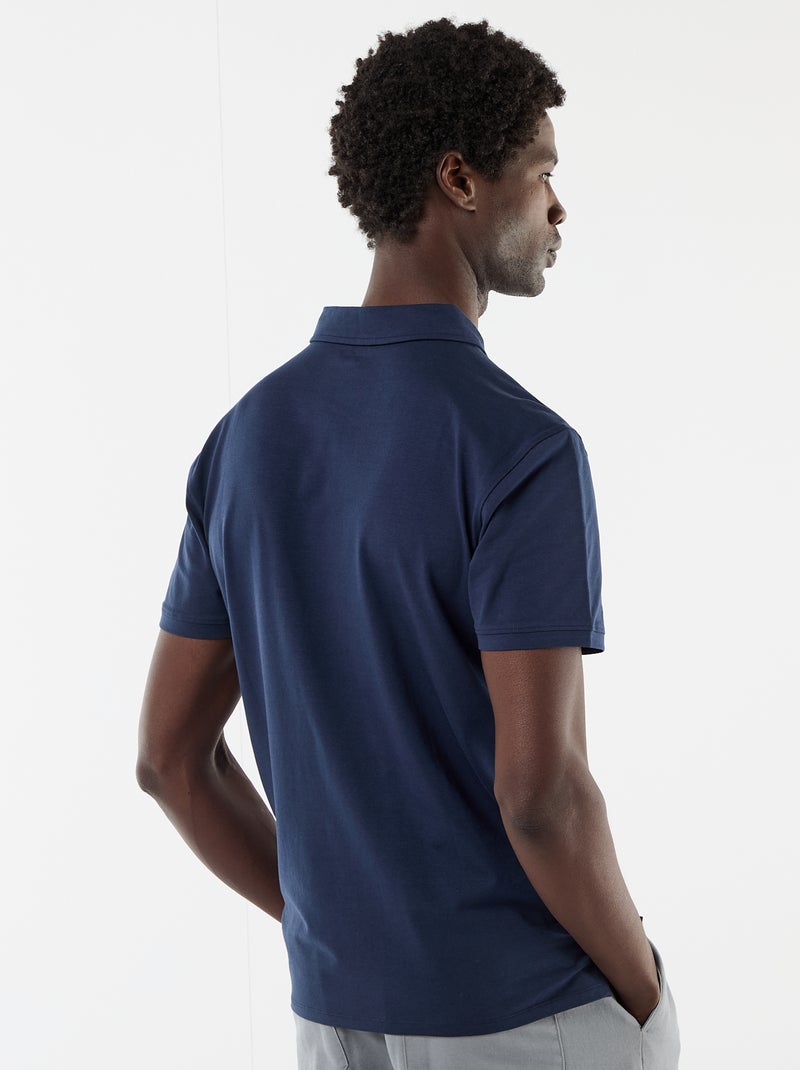 Polo em jersey com gola abotoada Preto - Kiabi